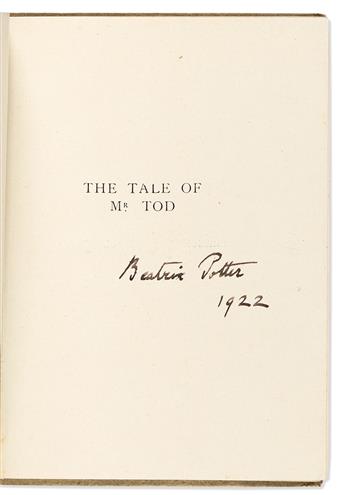 Potter, Beatrix (1866-1943) The Tale of Mr. Tod, signed first edition.